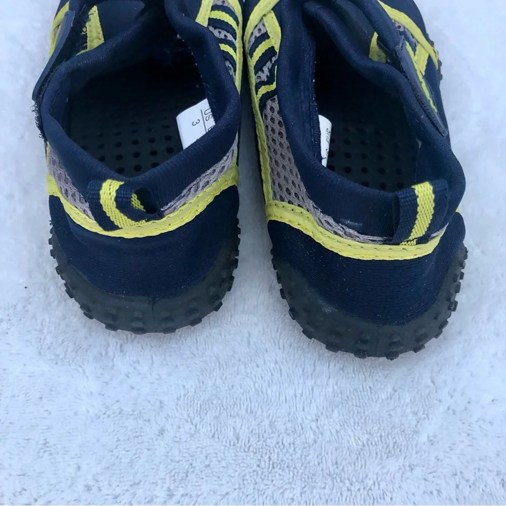 Norty Boys Water Shoes Blue & Yellow Slip On Size Kids 3 Beach Pool